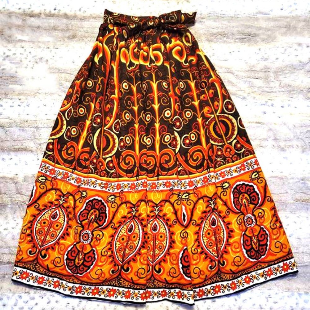 Vintage 70s Miss Mignon Psychedelic Maxi Skirt - Picture 3 of 4